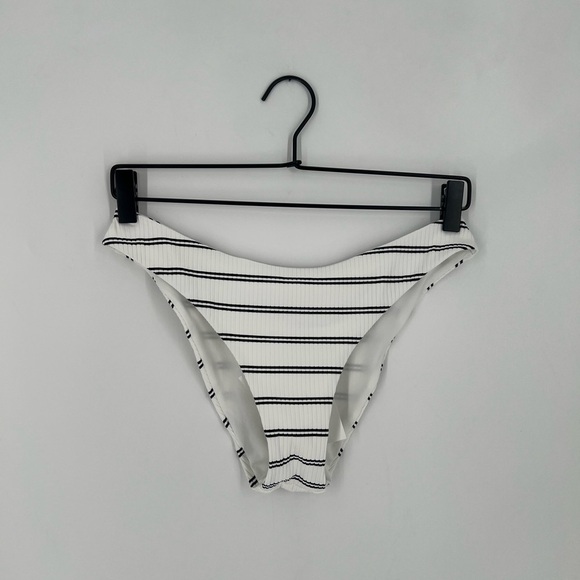 Madewell Carp Stripe Ribbed Bikini Bottoms In Double Stripe Lighthouse - Picture 1 of 5